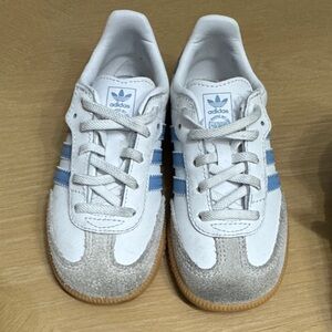 Adidas samba Kids White and Light Blue Sneakers